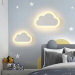 Cloud Wall Lamp Bedroom Bedside Lamp Smiling Cartoon Childrens Room Male and Female Background Wall Creative Minimalism (New)