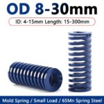 1pc Blue Light Load Die Mold Spring Compression Spring Steel Outer Diameter 8 10 12 14 16 18 20 22 25 27 30mm Length 15-300mm (New)