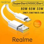 Realme Original Type C Cable Phone Cables 65w 80W 8A Super Fast Charge Super Dart Vooc Real Me 7 pro 8 8i 9pro 9i 6 X50 GT GT2 Bangladesh (New)