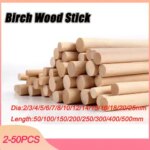 2-50pcs Solid Round Wood Rod Model Making Cake Dowel DIY Durable Building Model Woodworking Tool Dia 2-25mm Length 50-500mm (New)