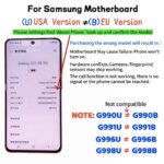 EU Version Fully Tested Unlocked Motherboard for Samsung Galaxy 5G S21 G991B S21 Ultra G998B Logic Board Replacement (New)