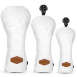 Golf Club Covers Poker White PU Leather Golf Head Covers Driver Covers Fariway WoodHeadcover Hybrid Covers LeatherGolf Headcover (New)