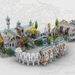 Rivendell Ingress Gate Tower Hall Extension House and Mountain Base Architecture Moc Building Blocks Model Assembly Toys Gifts (New)