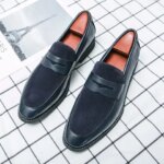 Summer Mens Leather Casual Shoes Mens Wedding Black Dress Shoes Mens Banquet Loafers Blue Outdoor Walking Shoes Big Size 38-47 (New)