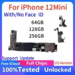 Fully Tested Authentic for iPhone 12 Mini Motherboard Unlocked With Face ID Working 64gb 128gb 256gb Clean ICloud Logic Board US (New)