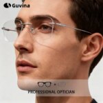 Pilot Rimless Glasses Men Pure Titanium Optical Eyewear Prescription Lenses Progressive HD Myopia Eyeglasses Scratch-Resistant (New)