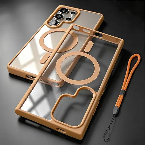 Sa2f23ce525a84ffe9a706f03a04bda00n_480x480q75 Fashion Clear Acrylic Magsafe Case Samsung Galaxy S26 S25 Ultra Edge S24 S23 FE S22 Plus A37 56 36 16 55 35 15 TPU Cover (New) - Image 1