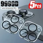 1 5 pieces tempered glass iPhone 17 16 15 14 13 Pro Max Plus Mini camera lens protector black circle screen protector lens f Bangladesh (New)