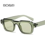 SO&EI Fashion Square Women Sunglasses Retro Blue Green Shades UV400 Men Trending Punk Gradient Sun Glasses (New)