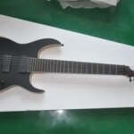 Factory 8 Strings Matte Black Electric Guitar with White Binding Offer Customization (New)