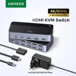 UGREEN HDMI KVM Switch for 2 Monitor 2 PCs 4K 8K 60Hz USB C USB 3.0 Sharing Monitor Keyboard Mouse Printer with HDR 3D Support (New)