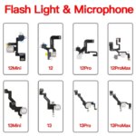 100% OEM Pulled Flash Led Light Power Volume FlashLight Flex Cable Replacement For iPhone 11 12 13 Pro Max Mini With Adhesive (New)