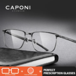 CAPONI Prescription Man Eye Glasses Carbon Fiber Computer Myopia Glasses Business Male Anti Blue Ray Optical Eyeglasses PJ28753 (New)