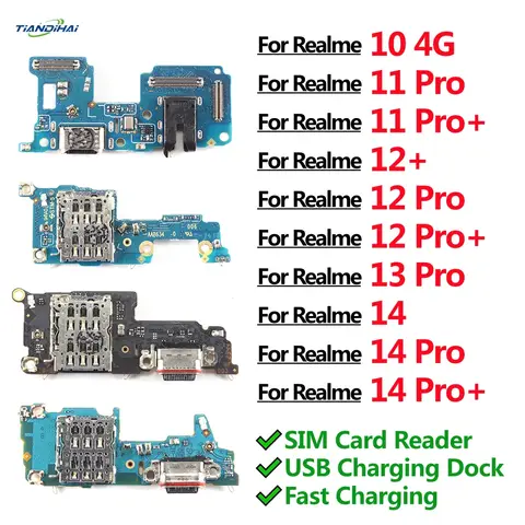 Sa4e5204e9f994b0d821610da25bdefe45_480x480q75 Charge Board For Realme 10 4G 11 12+ 12 13 14 Pro Pro+ Charging Port USB Dock Connector Plate Plug Mic SIM Card Tray Reader (New) - Image 1