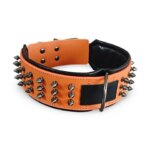 Fashion Wide Spiked Dog Collar 100% Top Grain Cowhide Leather Punk Rivet Pet Collar Adjustable Collar for Large Medium Dogs (New)