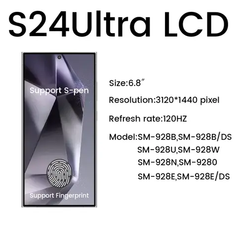 Sa59408b6acf441b09c6cdf91d3f4d9e2S_480x480q75 6.8 120Hz AMOLED for Samsung Galaxy Pantall S24Ultra LCD with Frame S928B S928U S928W Display Assembly Touch Screen Digitizer (New) - Image 1