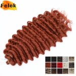 Red Deep Wave African Curls Twist Hair 24 Inch Synthetic Curly Crochet Hair Extensions For Women Ombre 350 Brown Braiding Hair (New)
