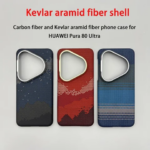 HUAWEI Pura 80 Ultraa carbon fiber phone case Kevlar aramid fiber hard case lightweight magnetic protective cover p80u (New)