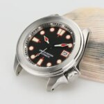 316L Stainless Steel Brushed SKX007 Watch Fixed Slim Thin Flat Bezel With Flat Sapphire Glass (New)