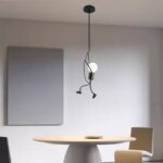 Vintage Iron Little Man Modern Arts Chandelier LED Ceiling Lamp Home Living Room Children Bedroom Decor Black E27 Pendant Lights (New)