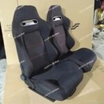 Universal Car Racing Seat Adjustable Double Slider Double Recliner Suede Fabric Sports Seat (New)