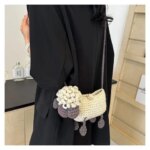 Cute Crochet Sheep Bag Cartoon Yarn Knitting Phone Purse for Women 2024 New Crossbody Shoulder Bag (New)