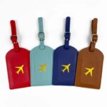 Men Women PU Leather Cute Luggage Tag Suitcase Address Label Baggage Boarding Bag Tag Name ID Address Holder Travel Accessories (New)