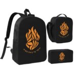 My Fire Rebbe Nachman Hebrew Backpack Boys Girls BookBag School Bag Laptop Shoulder Bags 3ps Insulated Lunch Bag Pencil Case (New)