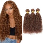 #30 Light Brown Kinky Curly Human Hair Bundles Brazilian Unprocessed Virgin Hair 100% Human Hair Extensions 10-30 Inch Bundles (New)