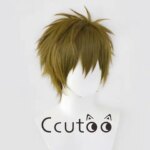 Tachibana Makoto Green Brown Mixed Short Fluffy Layered Synthetic Hair Cosplay Wigs High Temperature Fiber (New)
