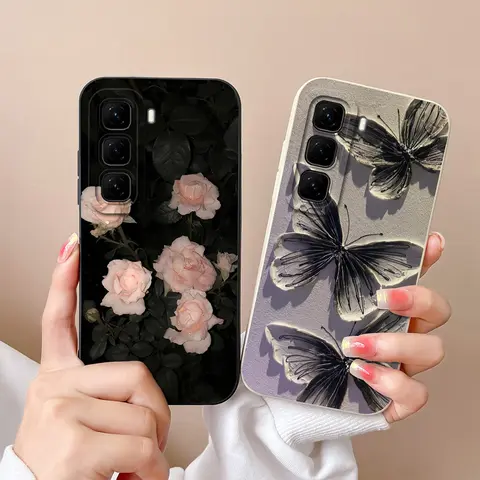 Saa05dae78a254e9eb42ea5f9f31842ffK_480x480q75 infinix Hot 50 Pro Plus 50i Phone Case Lovely Cat Bumper infinix Hot50 4G 5G Soft Liquid Silicone Anti Drop Back Cover (New) - Image 1