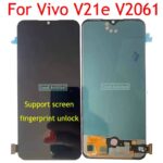 Amoled Black 6.44 inch For Vivo V21e V2061 LCD Display Screen Touch Panel Digitizer Assembly Panel Replacement With Fingerprint
