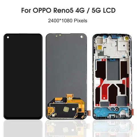 Sab25271699584788b89d29d71796da535_480x480q75 BANERYPAK AMOLED OPPO Reno5 4G CPH2159 Reno 5 5G CPH2145 PEGM00 PEGT00 LCD Display Touch Screen Digitizer Assembly Repla (New) - Image 1