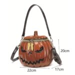 Womens new Halloween pumpkin shaped shoulder bag street trendy design handbag fun cartoon single shoulder crossbody bag (New)