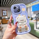 S park Go 1 Naughty cat bracket Wavy Shape Silicone Phone Case Tecno SparkGo1 SparkGo1S Spark20Pro Pop9 Cover (New)