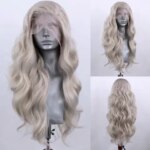AIMEYA Ash Blonde Lace Front Wig Long Body Wave Synthetic Wig 13x4 Frontal Lace Glueless Daily Use Cosplay Wigs for Women (New)