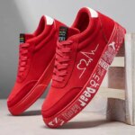 2026 Fashion Mens Vulcanized Sneakers Male Lace-up Casual Shoes Breathable Original Canvas Red Black Lover Shoes Graffiti Flats (New)