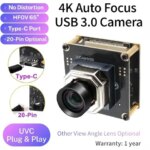 4K 60fps Autofocus USB 3.0 Home Security Camera Industrial Camera No Distortion 65 Degree IMX 678 Plug and Play UVC Camera (New)