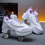 2026 NEW Childrens big wheel walking shoes outdoor roller skates extendable wheel roller skates teenagers sneakers kids Gift (New)
