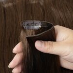 #4 Browm Injected PU Seamless Clip On Hair Invisible Clip Ins Human Hair Machine Remy 7Pcs 100-120g 24 inch Invisible Hair Clips (New)