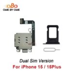 Dual SIM Card Reader Flex Cable iPhone 15 15 Plus Double SIM Card Tray Slot Holder Adapter Connector Repair Black Blue (New)