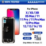 OLED For iPhone X XR XS MAX 11 11 Pro 12 Pro LCD Display With 3D Touch Screen Digitizer For iPhone 12 Mini 13 14 Plus 15 Incell (New)