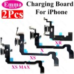 2pcs Charging Board Flex iPhone 13 11 Xs Max 13Pro Max 12 Mini X XR SE 8 Charger USB Connector Microphone Socket Flex Cable (New)