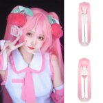 High-Quality Anime Miku Cosplay Synthetic Hair 120 Cm Detachable Double Ponytail Halloween Carnival Daily Party Wig Natural (New)