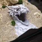 Dragon Skull Shaped 3D Print Hideout for Fish Shrimp Lizard Gecko Aquarium Reptile Enclosure Landscape Decoration (New)