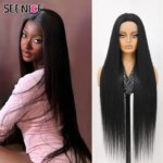40Inch Straight HD Lace Frontal Wig 13x6 for Women Long Ombre Black Blonde Blue Heat-resistant Fiber Cosplay Lace Front Wigs (New)