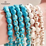 Natural Stone White Turquoise Skull Shape Bead Blue Howlite Loose Spacer Bead For Jewelry Making DIY Bracelet Necklace Accessory (New)