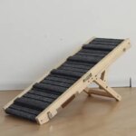 Foldable Dog Ramp with Scratching Board Wooden Pet Steps for Bed Non-Slip Cat Stairs Solid Wood Climbing Ladder for Senior Dogs (New)