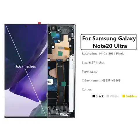 Sb5e58bac8e5449bfbceca0b36dc9c285J_480x480q75 100% Tested LCD Samsung Note 20 Ultra N986B N985 N985F Display Note20 Ultra 5G SM-N986F LCD Touch Screen Support Fingerprint (New) - Image 1