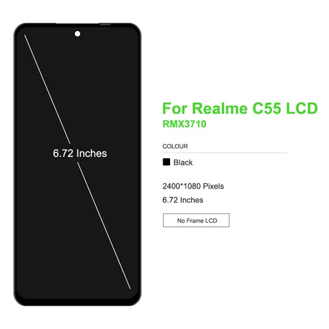 Sb6cf76112d674be5ba7984d385e9885bT_480x480q75 672 LCD OPPO Realme C55 RMX3710 LCD Display Touch Screen Digitizer Assembly With Frame LCD Screen Replacement Parts (New) - Image 1